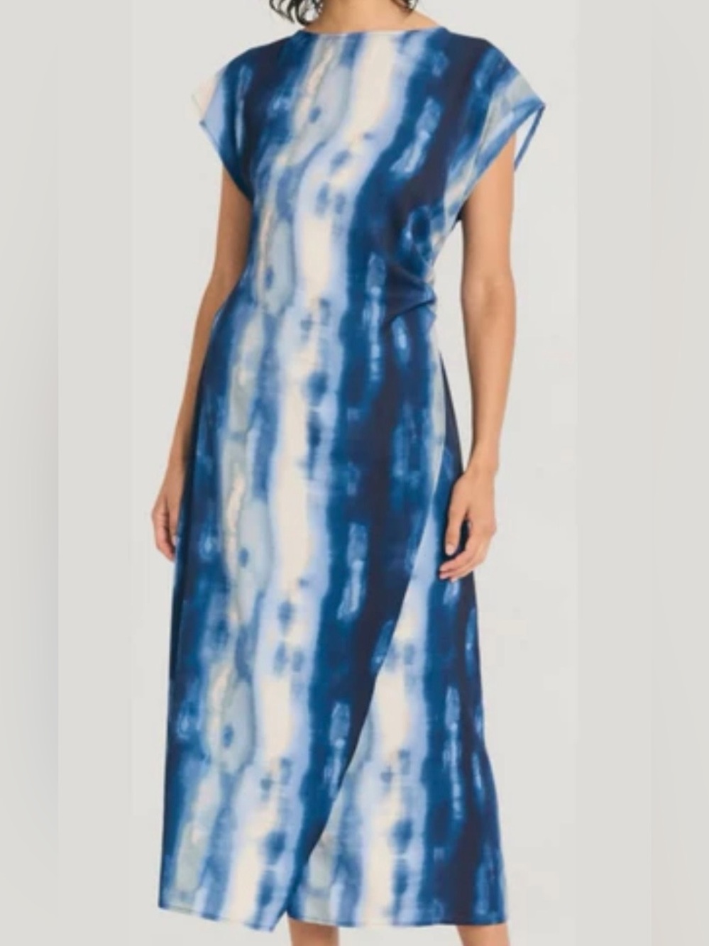 Blue Tie-Dye Look Maxi Dress